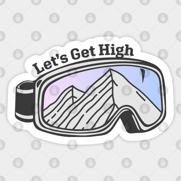 Sunset Mountain Ski Goggles | Let's Get High Sticker by KlehmInTime